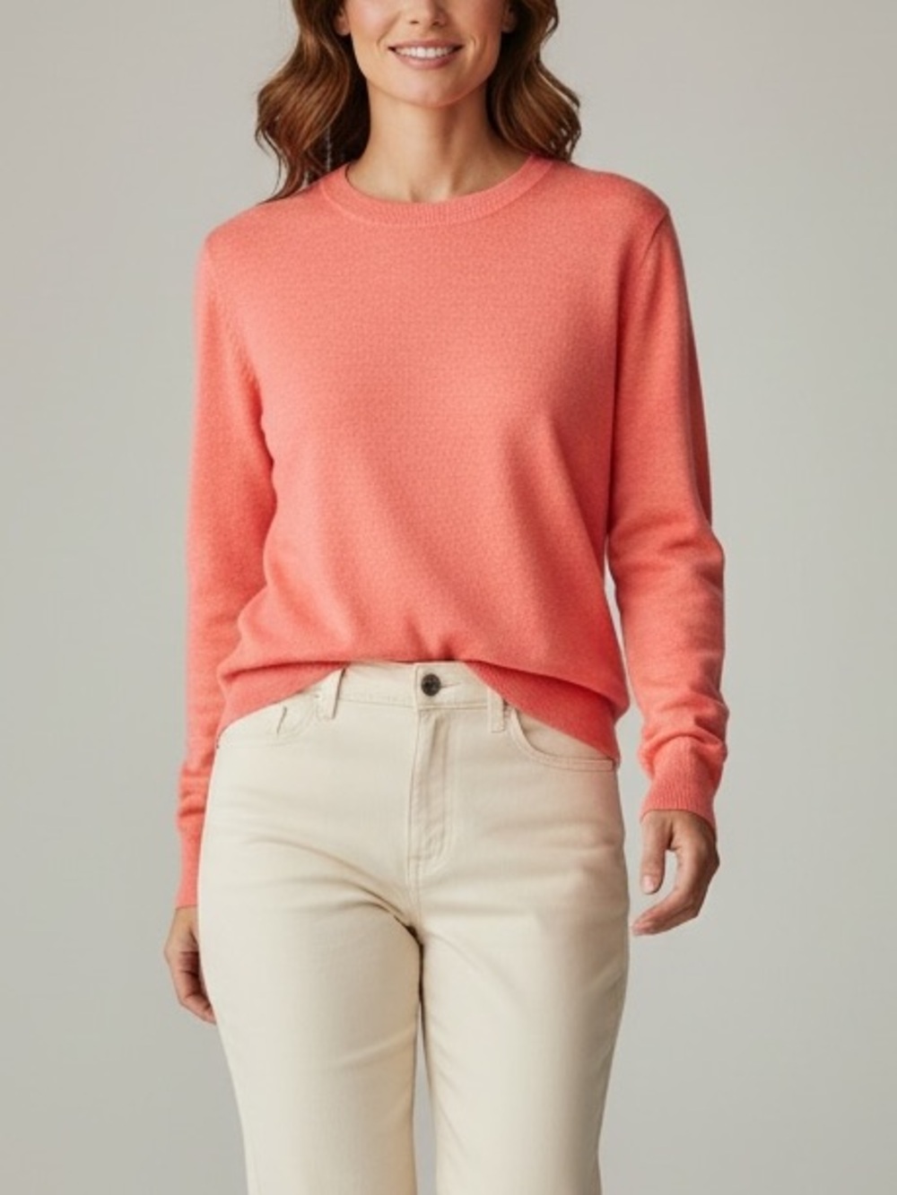 ANN MASHBURN cydney boyfriend crewneck Cashmere sweater in Orange Sz S